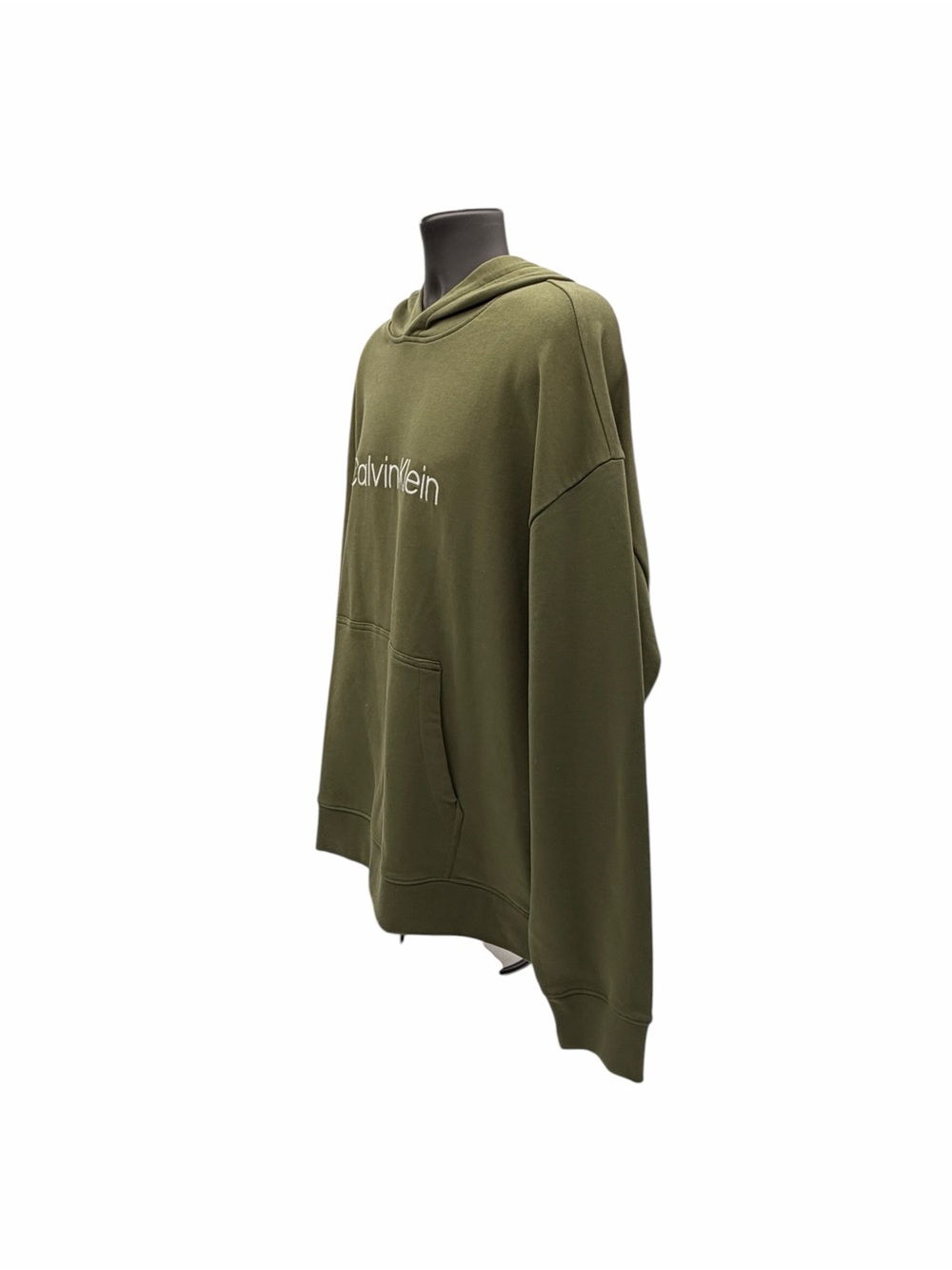 XL Calvin Klein Olive Green Pullover Hoodie with White Logo - Picture 4 of 7